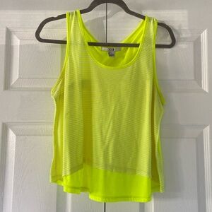 Neon Green White Striped Tank Top